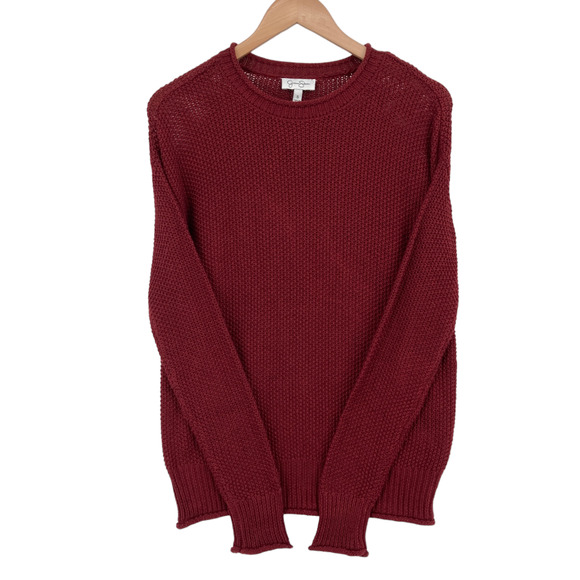 Jessica Simpson Sweater Womens Small Maroon Knit Long Sleeve Crew Neck Pullover - Picture 8 of 16